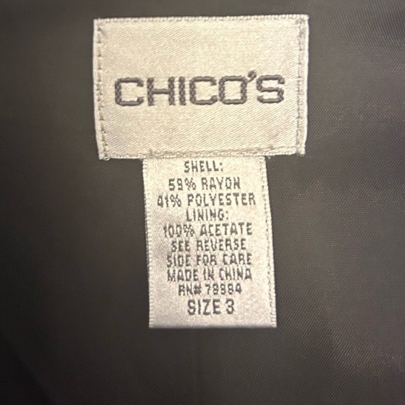 CHICOS Black Polka Dot Button Down Lined Jacket/Coat XL like new 3 - Picture 2 of 5